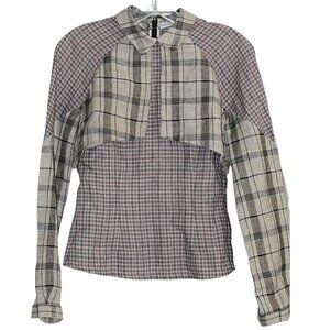 Rodarte x Opening Ceremony - Contrast Plaid Overlay Shirt, size XS